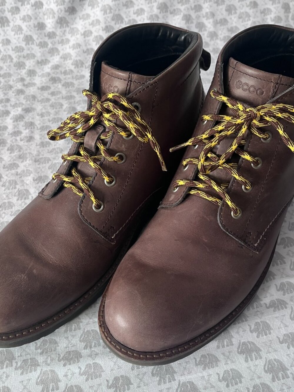 ECCO Men's Brown Leather Lace-Up Boots